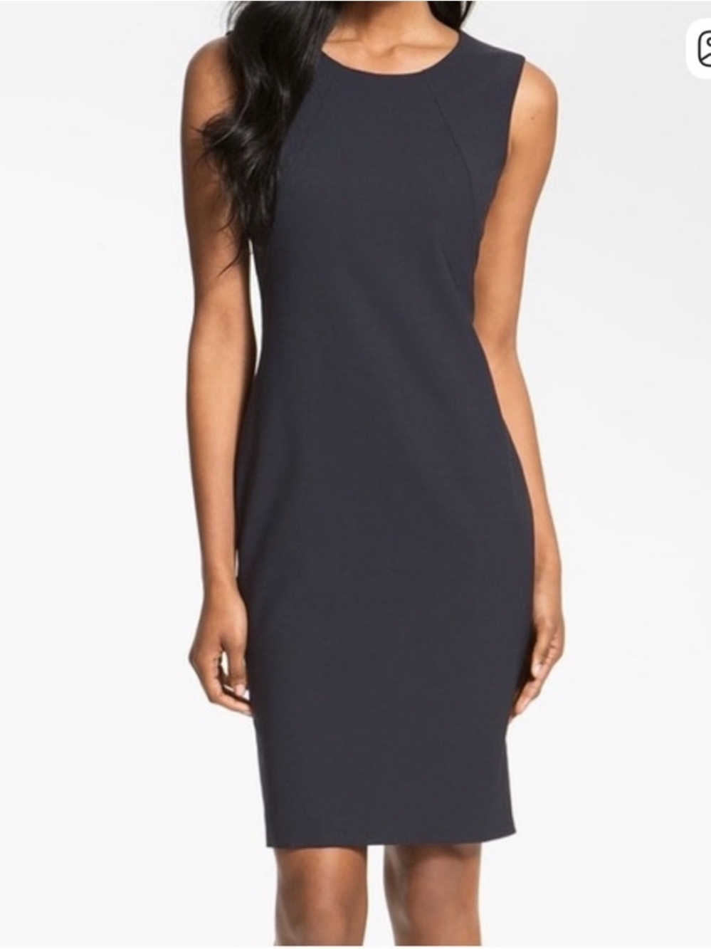 Hugo Boss Dallasa Sleeveless Black Sheath Dress 4 Wool Blend LBD Office Career